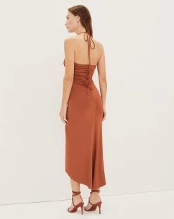 Veronica Beard Saskia Halter Dress -Veronica Beard 2303JY5420510 GOLDENBROWN PRODUCT 04