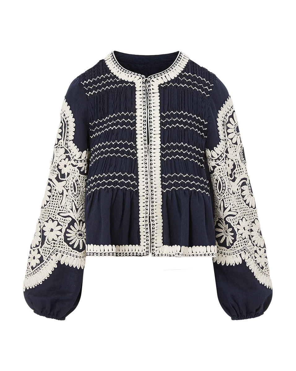 Veronica Beard Dorian Embroidered Linen Jacket 4 Veronica Beard Dorian Embroidered Linen Jacket - Image 4