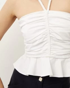 Veronica Beard Arienne Peplum-Hem Top -Veronica Beard 2304SCP40462 WHT PRODUCT 03