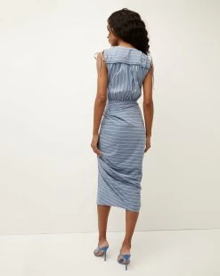 Veronica Beard Teagan Striped Dress -Veronica Beard 2304SH452264 BLUEKELLYGREEN PRODUCT 04