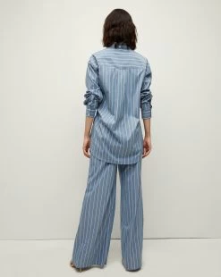 Veronica Beard Lloyd Button-Down Top -Veronica Beard 2304SH4540427 BLUE KELLYGREEN PRODUCT 03