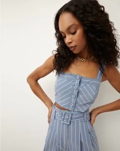 Veronica Beard Milton Striped Crop Top