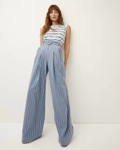 Veronica Beard Maliyah Striped Wide-Leg Pant -Veronica Beard 2304SH4560210 BLUEKELLYGREEN PRODUCT 04