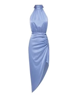 Veronica Beard Gabriella Silk Halter Dress -Veronica Beard 2305CHM0420224 STEELBLUE