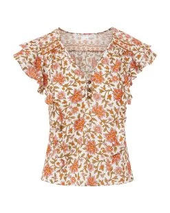 Veronica Beard Joi Floral Block-Print Top 9 Veronica Beard Joi Floral Block-Print Top -Veronica Beard 2305CO764944