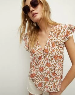 Veronica Beard 5 Veronica Beard Joi Floral Block-Print Top