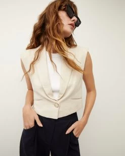 Veronica Beard Baxley Metallic-Linen Vest