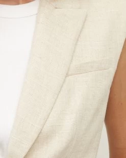 Veronica Beard Baxley Metallic-Linen Vest -Veronica Beard 2305LN2510443 SILVER PRODUCT 03