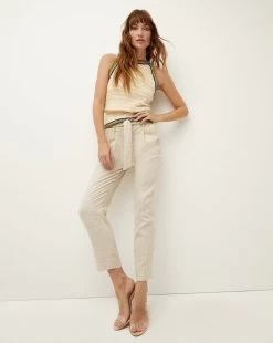 Veronica Beard Zelly Metallic-Linen Pant