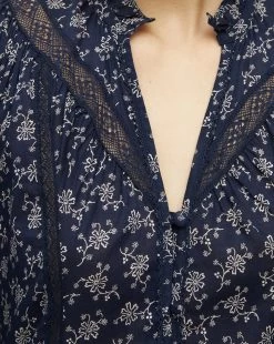 Veronica Beard Nayari Cotton-Voile Dress -Veronica Beard 2306CO2720665 MARINE OFFWHITE PRODUCT 03