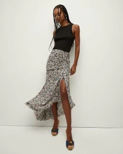 Veronica Beard Lucien Floral Silk Skirt