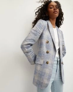 Veronica Beard Beacon Plaid Linen Dickey Jacket
