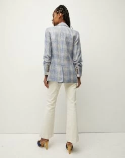 Veronica Beard Beacon Plaid Linen Dickey Jacket -Veronica Beard 2306PL521466 BLUEMULTI PRODUCT 05