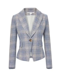 Veronica Beard Hosanna Plaid Linen Dickey Jacket -Veronica Beard 2306PL521520 BLUEMULTI d02700a4 7d21 4008 86b8 8f0418586b71