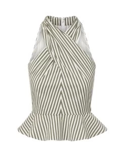 Veronica Beard Drey Striped Top -Veronica Beard 2306PO2640568 BRIGHTARMY WHITE 84c48440 373e 4586 8e25 624ae564ffcd