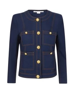 Veronica Beard Ferazia Cotton Jacket 13 Veronica Beard Ferazia Cotton Jacket -Veronica Beard 2306SU5310001 MARINE