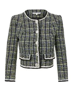 Veronica Beard Ceres Tweed Jacket -Veronica Beard 2306TW4010470 NAVY CHARTREUSE