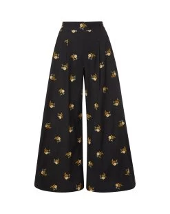 Veronica Beard Mazum Floral-Embroidered Wide-Leg Pant -Veronica Beard 2307EM4960350 BLACKMULTI