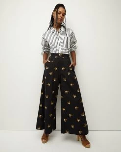 Veronica Beard Mazum Floral-Embroidered Wide-Leg Pant -Veronica Beard 2307EM4960350 PRODUCT 05