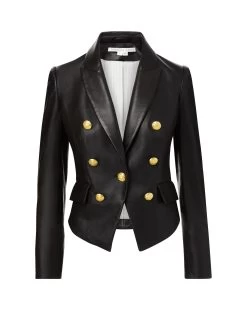 Veronica Beard Cooke Leather Dickey Jacket -Veronica Beard 2307LT341482 BLACK