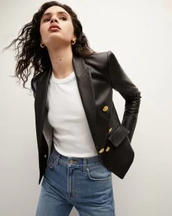 Veronica Beard Cooke Leather Dickey Jacket