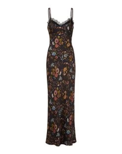 Veronica Beard Bixie Floral Stretch-Silk Maxi Dress -Veronica Beard 2308FL3320702 BLACK MULTI