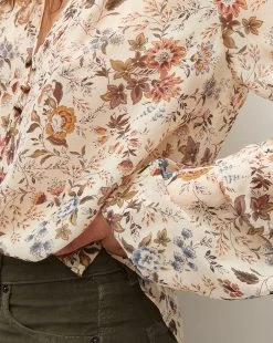 Veronica Beard Clarina Floral Silk-Georgette Top -Veronica Beard 2308GGT0640581 ECRUMULTI PRODUCT 03