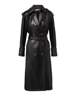 Veronica Beard Conneley Vegan Leather Dickey Trench Coat -Veronica Beard 2308LT5170252 BLACK