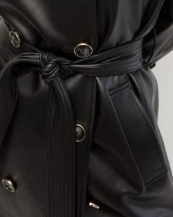Veronica Beard Conneley Vegan Leather Dickey Trench Coat -Veronica Beard 2308LT5170252 BLK PRODUCT 03