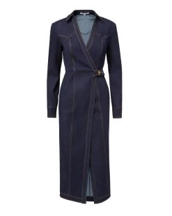Veronica Beard Arlington Denim Wrap Dress -Veronica Beard 2308NV2620719 DARKOXFORD