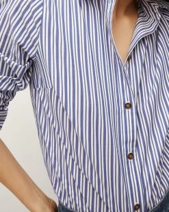 Veronica Beard Libby Striped Poplin Button-Down Shirt -Veronica Beard 2308PO3540366 CLASSICBLUE OFFWHITE PRODUCT 03