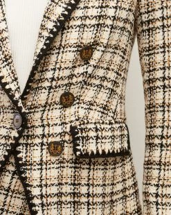 Veronica Beard Lawrence Crochet-Trim Tweed Dickey Jacket -Veronica Beard 2308TW441566 ECRU OCHRE PRODUCT 03