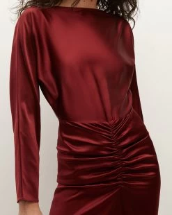 Veronica Beard Sabri Stretch-Silk Charmeuse Dress -Veronica Beard 2309CHM0420725 MAROON PRODUCT 03