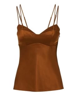 Veronica Beard Donita Stretch-Silk Charmeuse Cami -Veronica Beard 2309CHM0440615 DARKOCHRE