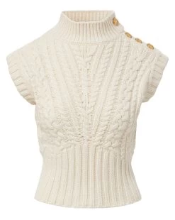 Veronica Beard Holton Lambswool Knit Vest -Veronica Beard 2309KA2090236 OFFWHITE
