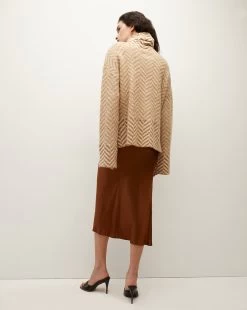 Veronica Beard Bolina Herringbone Knit Sweater -Veronica Beard 2309KA2790237 CAMEL PRODUCT 04