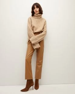 Veronica Beard Bolina Herringbone Knit Sweater -Veronica Beard 2309KA2790237 CAMEL PRODUCT 05