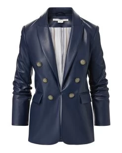 Veronica Beard Beacon Vegan Leather Dickey Jacket -Veronica Beard 2309LT511466 DARKSLATE