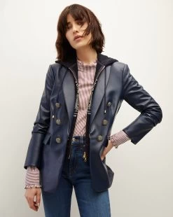 Veronica Beard Beacon Vegan Leather Dickey Jacket -Veronica Beard 2309LT511466 DARKSLATE PRODUCT 06