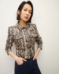 Veronica Beard Fulham Python Vegan Leather Jacket