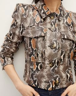 Veronica Beard Fulham Python Vegan Leather Jacket -Veronica Beard 2309LT5410313 KHAKIMULTI PRODUCT 03