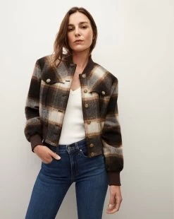 Veronica Beard Stanley Plaid Bomber Jacket