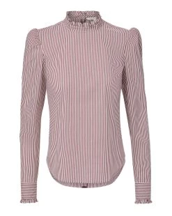 Veronica Beard Alford Striped Poplin Top -Veronica Beard 2309PO3440659 DARKRASPBERRY OFF WHITE