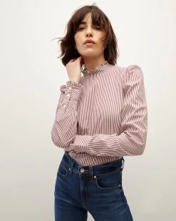 Veronica Beard Alford Striped Poplin Top