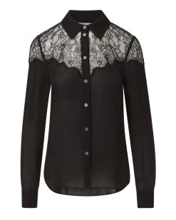 Veronica Beard Greer Lace Button-Down Top -Veronica Beard 2309SD1940590 BLACK