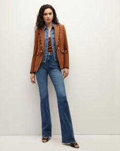 Veronica Beard Miller Striped Piping Dickey Jacket -Veronica Beard 2309SU5710627 DARKOCHRE PRODUCT 05