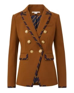 Veronica Beard Miller Striped Piping Dickey Jacket -Veronica Beard 2309SU5710627 DARK OCHRE