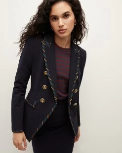 Veronica Beard Miller Striped Piping Dickey Jacket