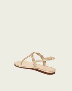 Veronica Beard Sola Braided-Leather Flat Sandal -Veronica Beard I5766L2 GOLD PRODUCT 04