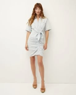 Veronica Beard Hensley Ruched Chambray Dress